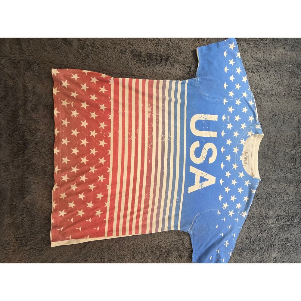 Urban Heritage Mens USA Flag T-Shirt XL Blue Red‎ White Stars Stripes Patriotic
